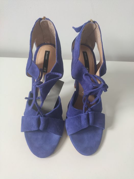 H&M chabrowe skórzane sandałki 38