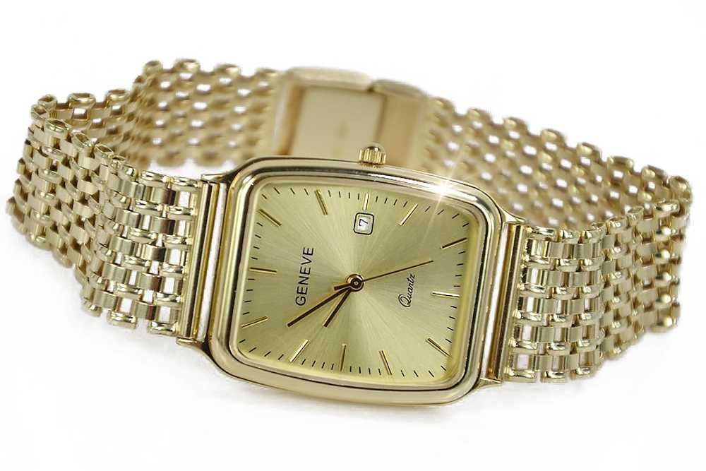 Złoty zegarek z bransoletą męski 14k włoski Geneve mw002y&mbw004y K