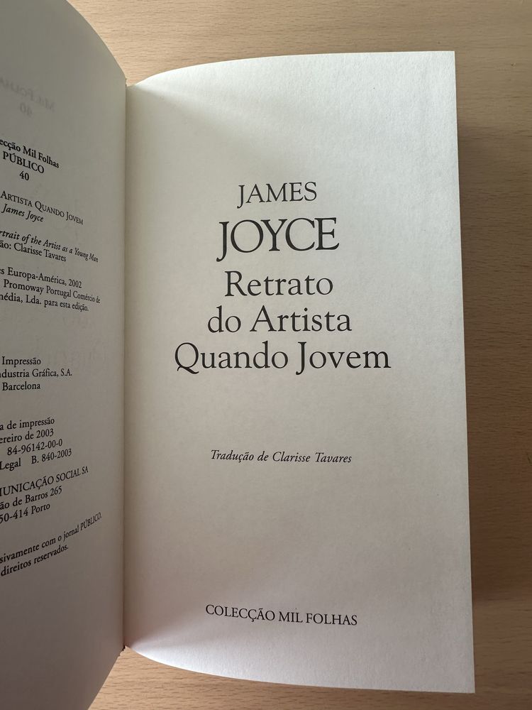 Livro “Retrato do Artista Quando Jovem” de James Joyce