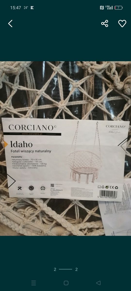Fotel wiszący Boho bocianie gniazdo