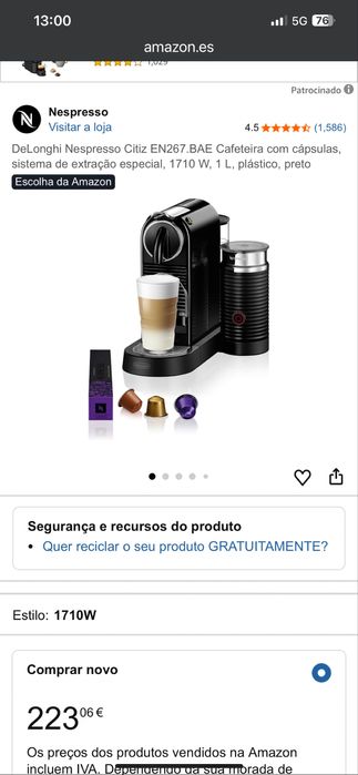 Maquina Café Nespresso