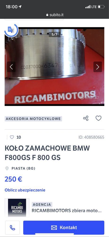 Koło Zamachowe BMW F800GS F 800 GS Denso CQ037000/6347