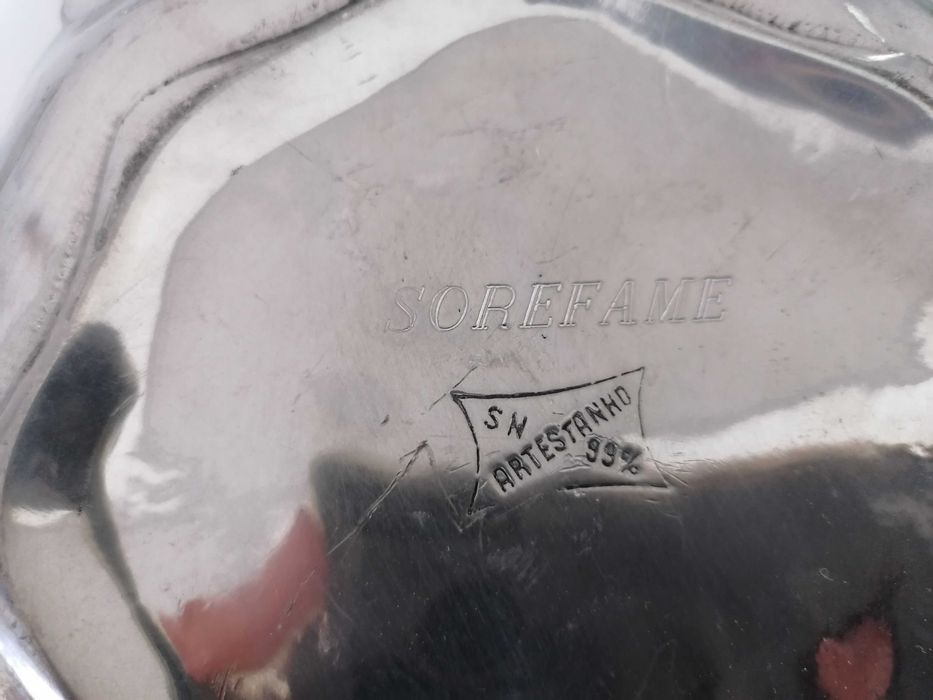 3 artigos: Taça prato cinzeiros castiçal em estanho 99%