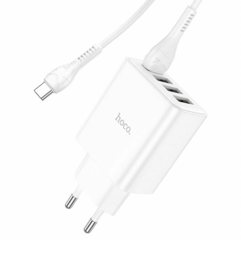 Зарядное Hoco C102A 4USB Type-C 28.5W кабель зарядка блок xiaomi Samsu