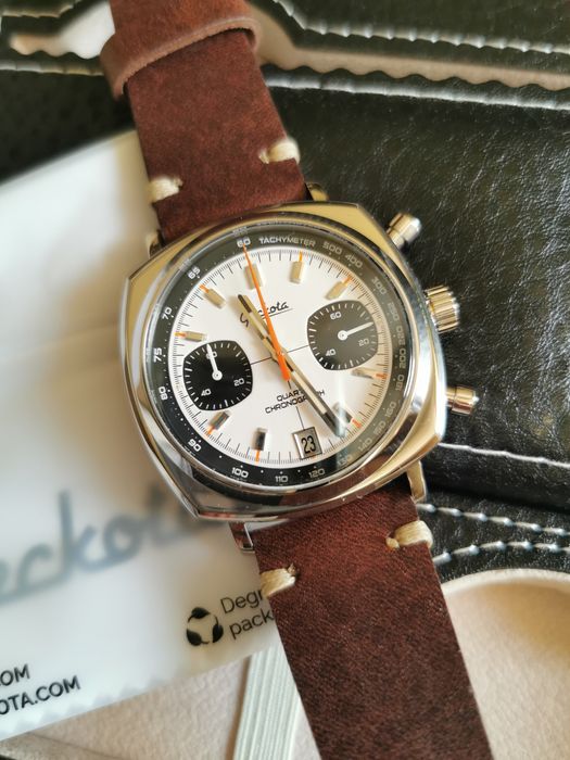 Zegarek Geckota Chronotimer Racing Chronograph Panda Dial 42 mm nowy!