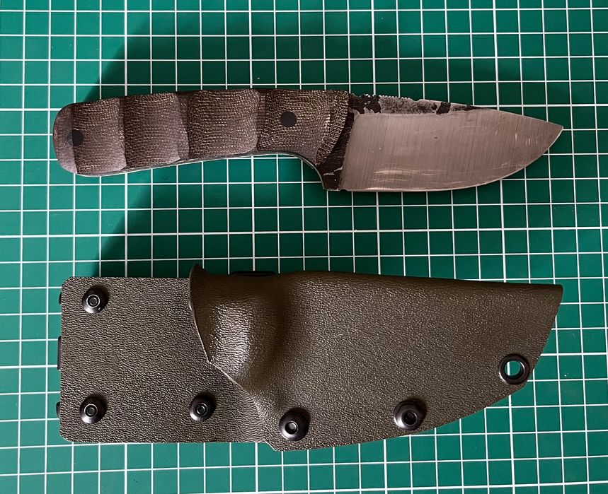 Custom Nóż Bushcraft Full-Tang "M" Micarta Kydex - Używany, W TEREN