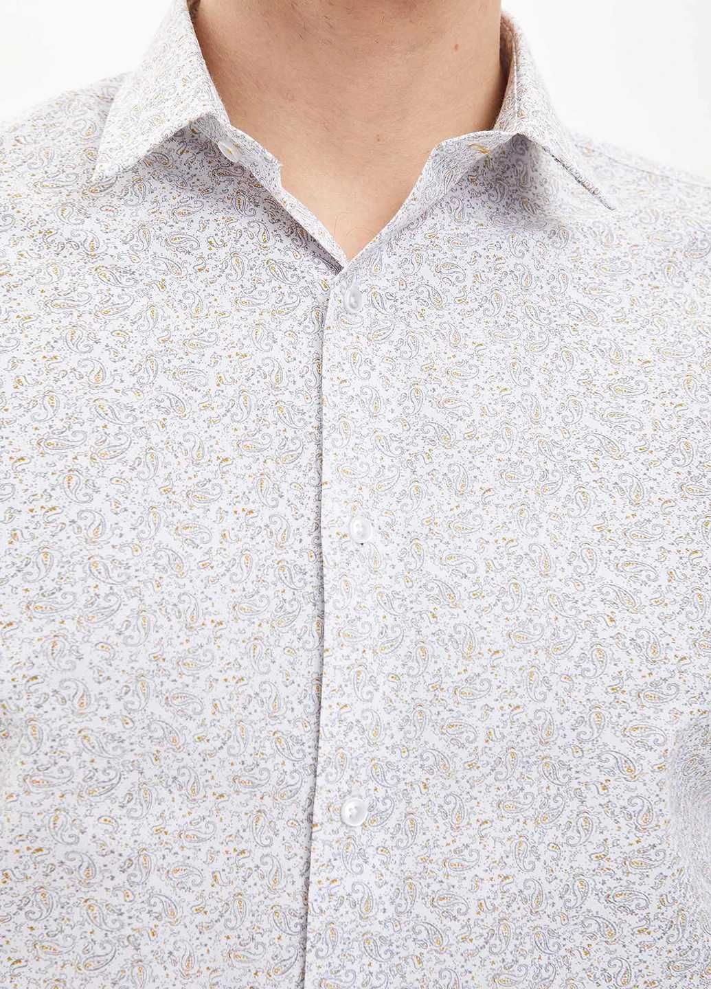 Рубашка белая с рисунком мужская кэжуал хлопок