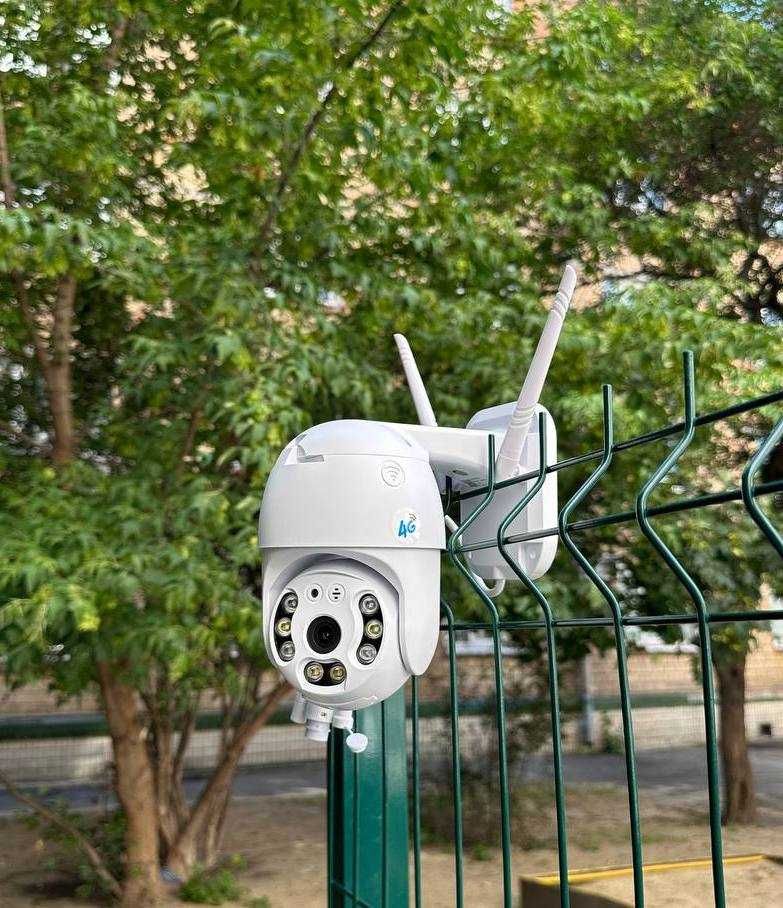 Поворотна iCsee 4G камера відеонагляду IP Wifi під сім карту зовнішня