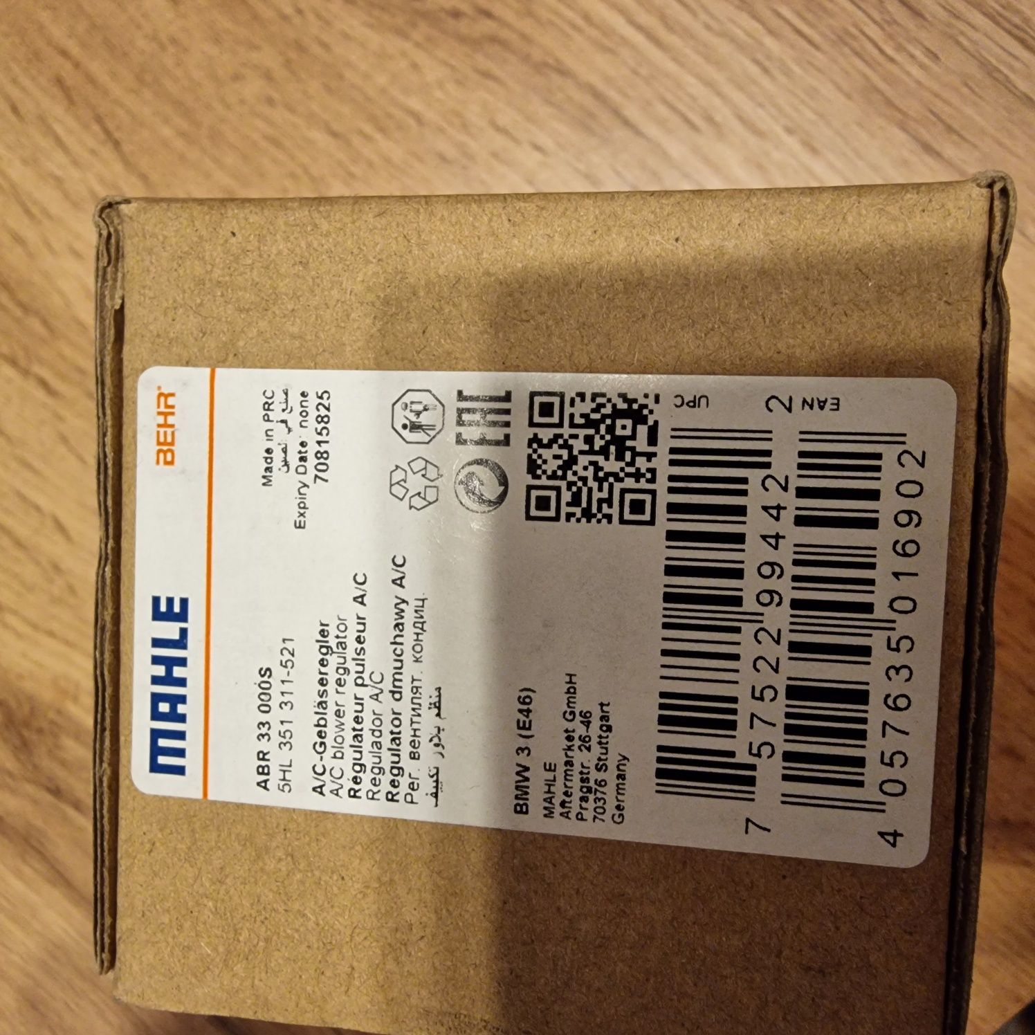Regulator, rezystor jeż dmuchawy BMW Mahle Behr ABR 33 000S