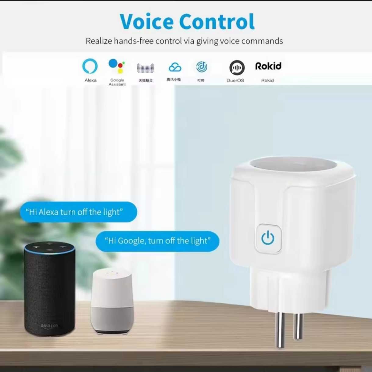 НОВАЯ Умная Wi-Fi Розетка Tuya Smart Life с мониторингом мощности 20А