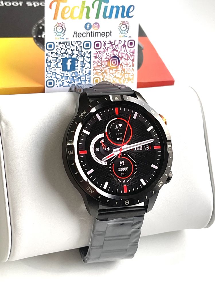 [NOVO] Smartwatch Melanda AK57 (Preto Metal+Silicone)