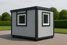 KONTENER BIUROWY 2×2m – drzwi Hörmann, 2 okna, PVC
