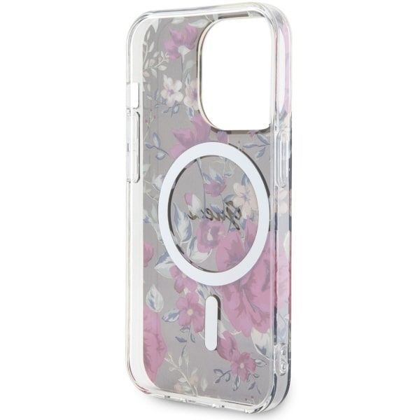 Guess Etui iPhone 14 Pro Flower MagSafe - Zielony/Khaki