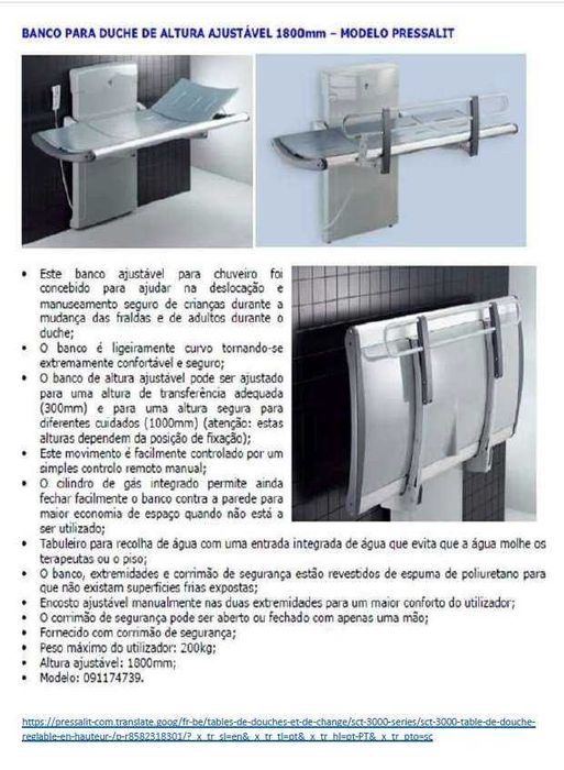 Cama Banho/Apoio na higiene diária de pessoas com MOBILIDADE REDUZIDA