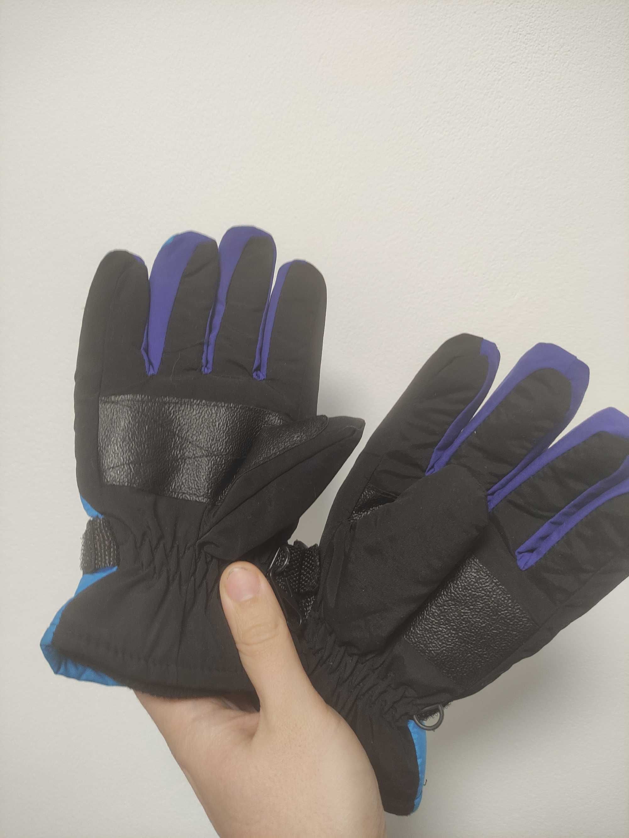 Рукавиці зимові теплі перчатки зимние сині/ фіолетові лижні