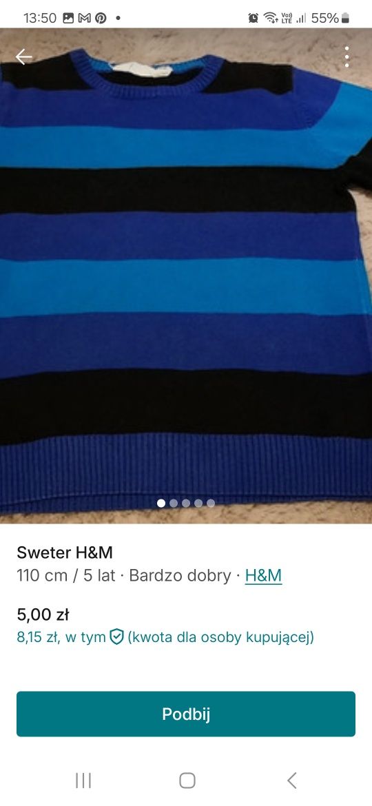 Sweterek H&M 110cm