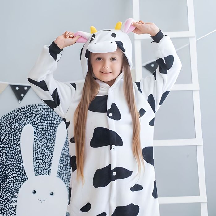 Piżama Onesie Kigurumi Kostium Przebranie Krowa 135-145cm