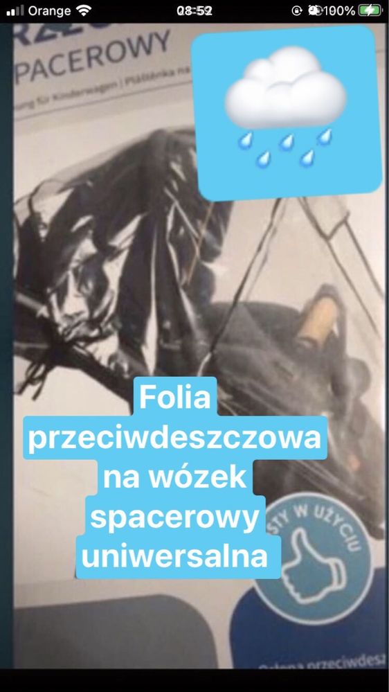 Folia na wózek spacerowy przeciwdeszczowa Mam tez na głęboki