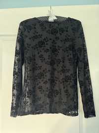 Czarna prześwitująca bluzka amisu