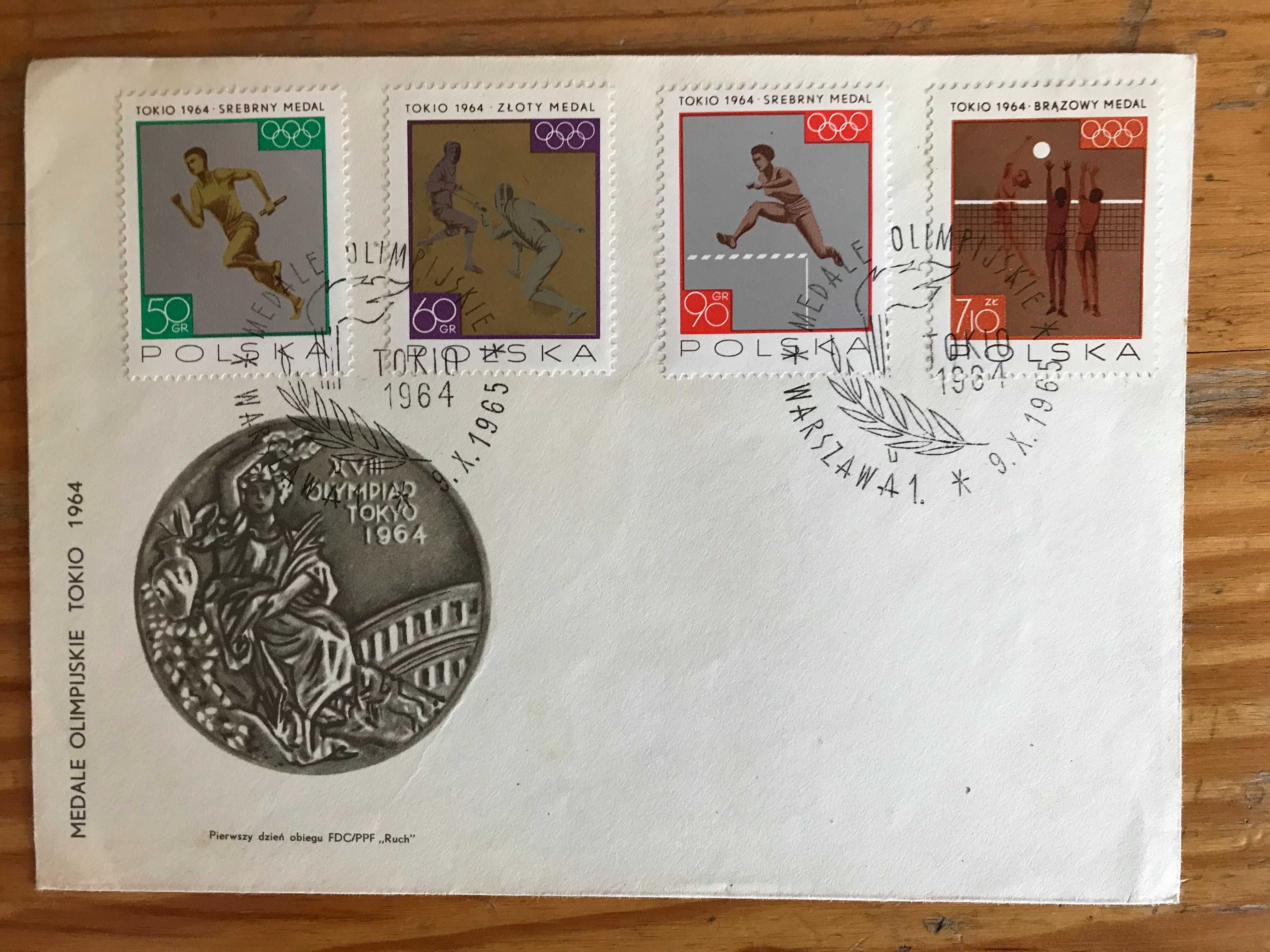 Medale olimpijskie Tokio 1964 - koperty FDC - 1965r.