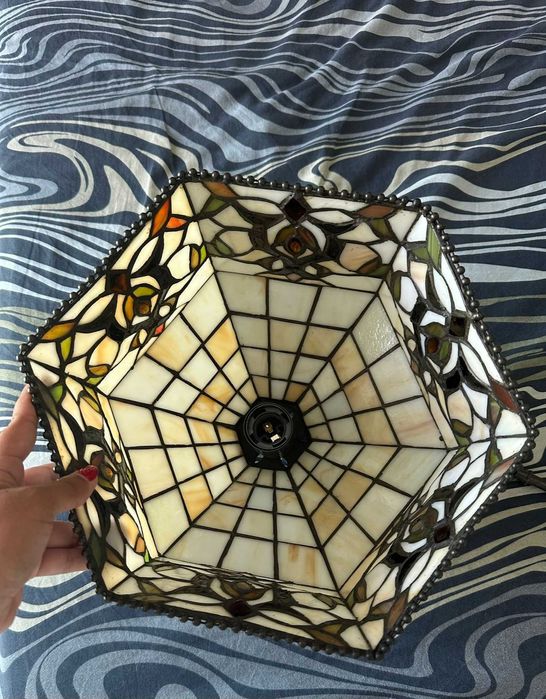 Candeeiro de Teto Estilo Tiffany em Vidro Colorido