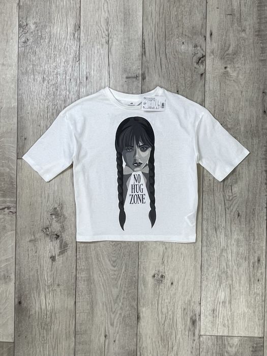 H&M Wednesday футболка S-M белая с принтом новая Уэнсдей