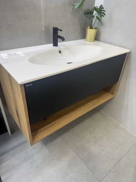 zestaw łazienkowy widax libero 100+szafka split blackmat+bateriaOltens