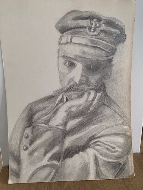 obrazek patriotyczny Józef Piłsudski A4 rysunek ołówek
