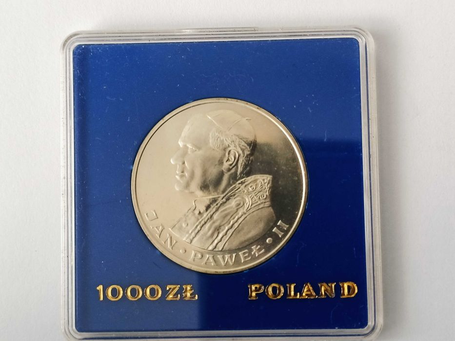 1000 złoty 1982 Jan Paweł ll stan - 1 , oryginał Srebro