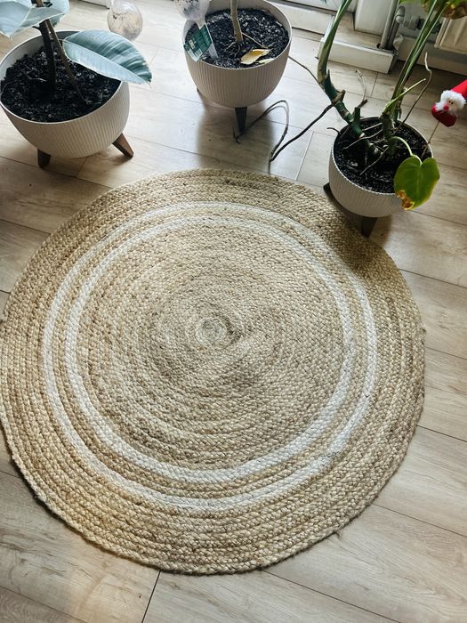 Boho okrągły dywan z juty 100 cm