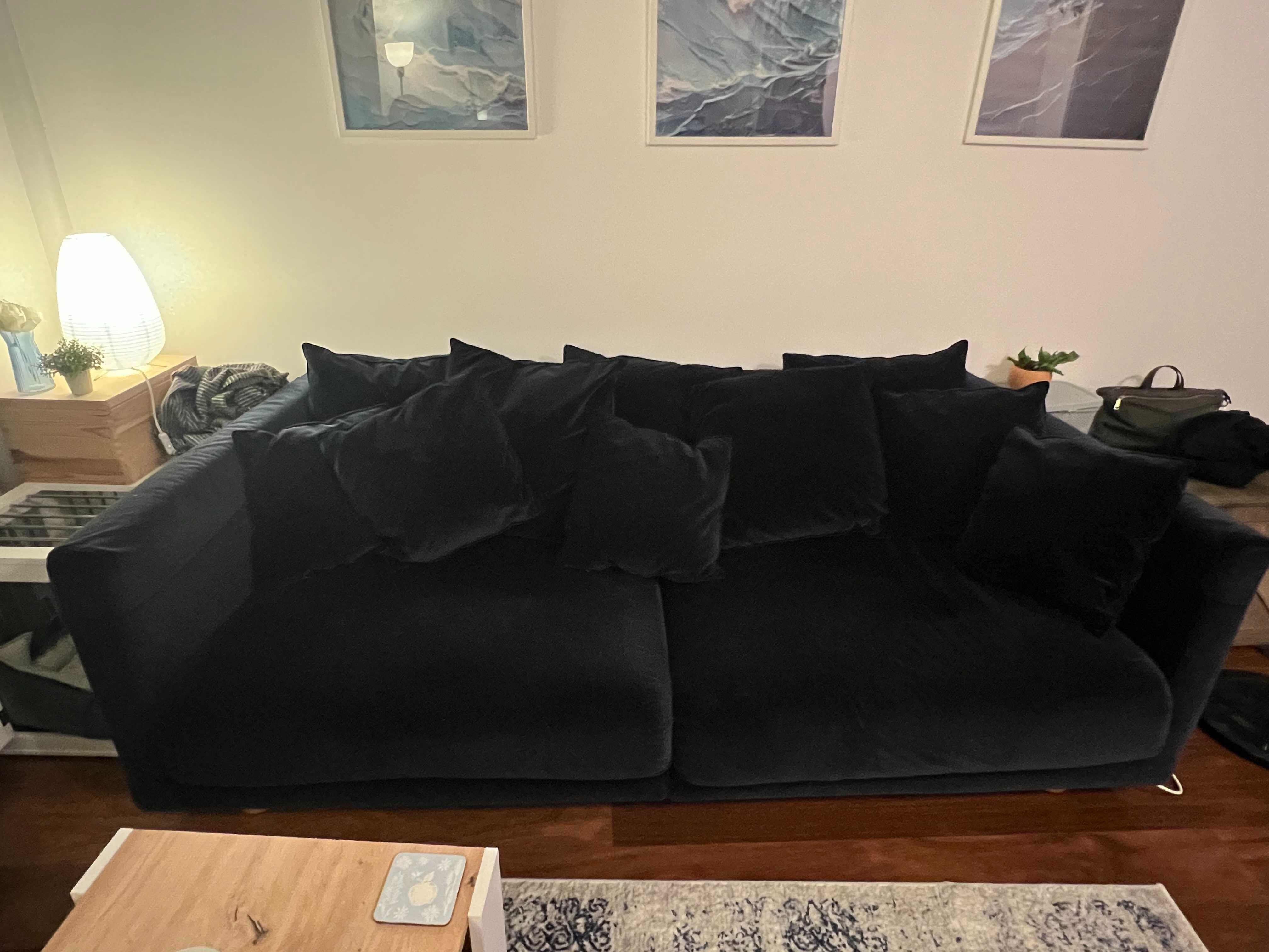 aksamitna sofa (kolor ciemnoniebieski)