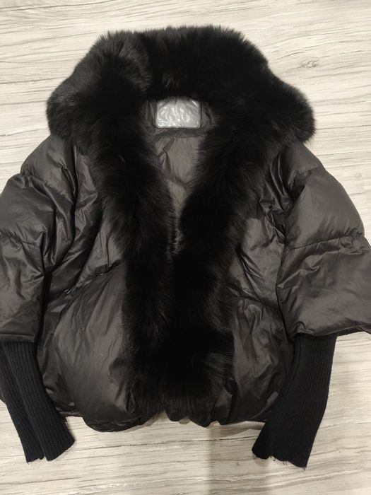 Kurtka lis futro jenot s m czarna ściągacze rękawy miss foto