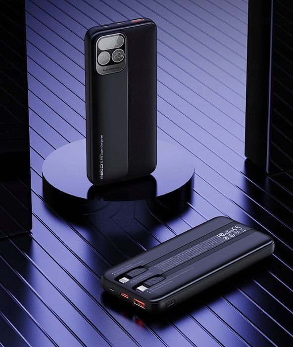 Szybki Powerbank 10000Mah 22,5W 3A Pd Z Wbudowanymi Kablami Z Ekranem