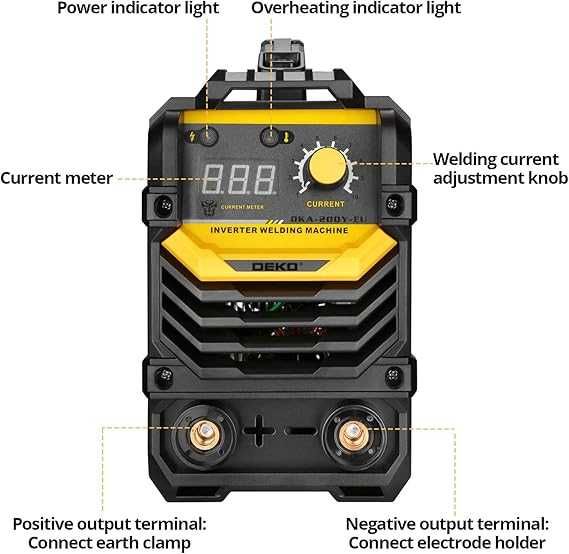 DEKO Spawarka MMA 220 V, uchwyt elektrody spawarki ARC 200A