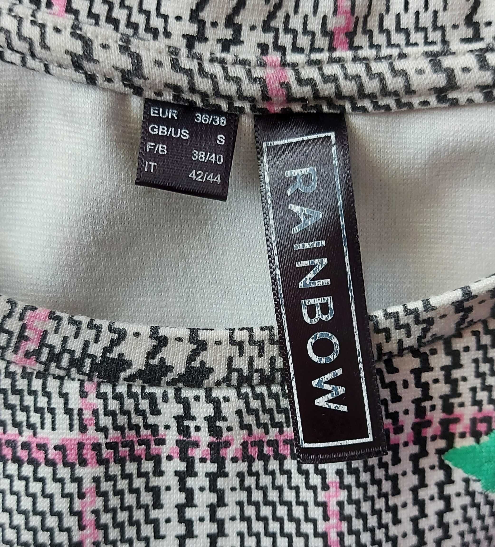 Sukienka, krata, kieszenie, Rainbow, S-M