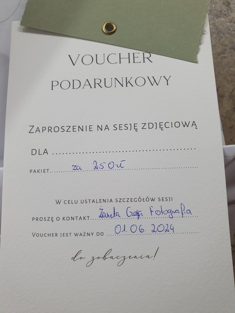 Voucher podarunkowy na sesje zdjęciową