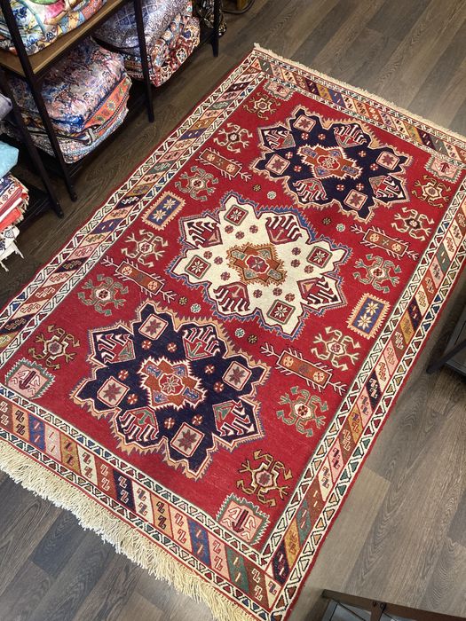 Autêntico Tapete Persa Kilim Soumak 195x126cm - Novo