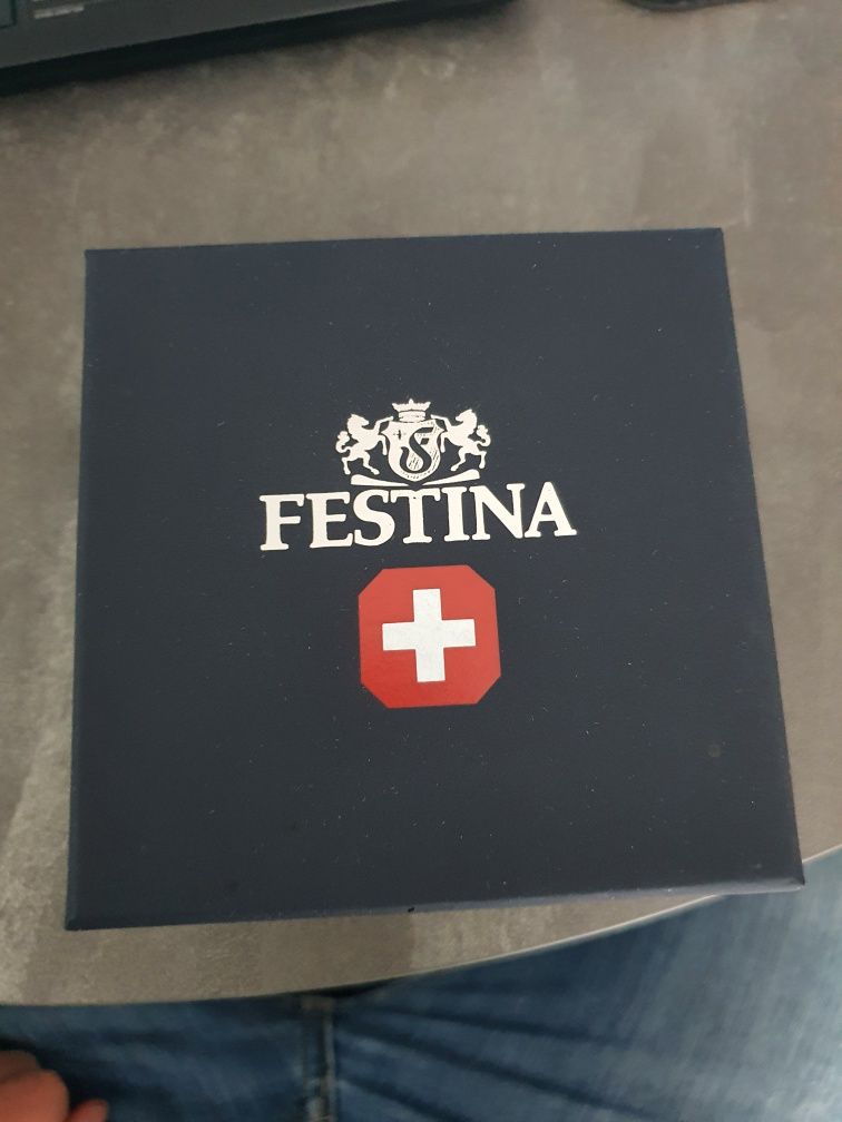 Męski zegarek FESTINA F20330/4 z pudełkiem, pasek pomarańczowy