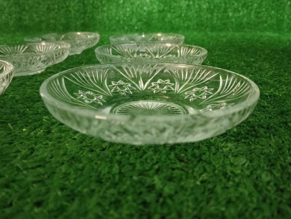 SALATERKA KOMPLET 6szt MISEK SZKLANE okrągłe 10cm Piękny Wzór NrD99