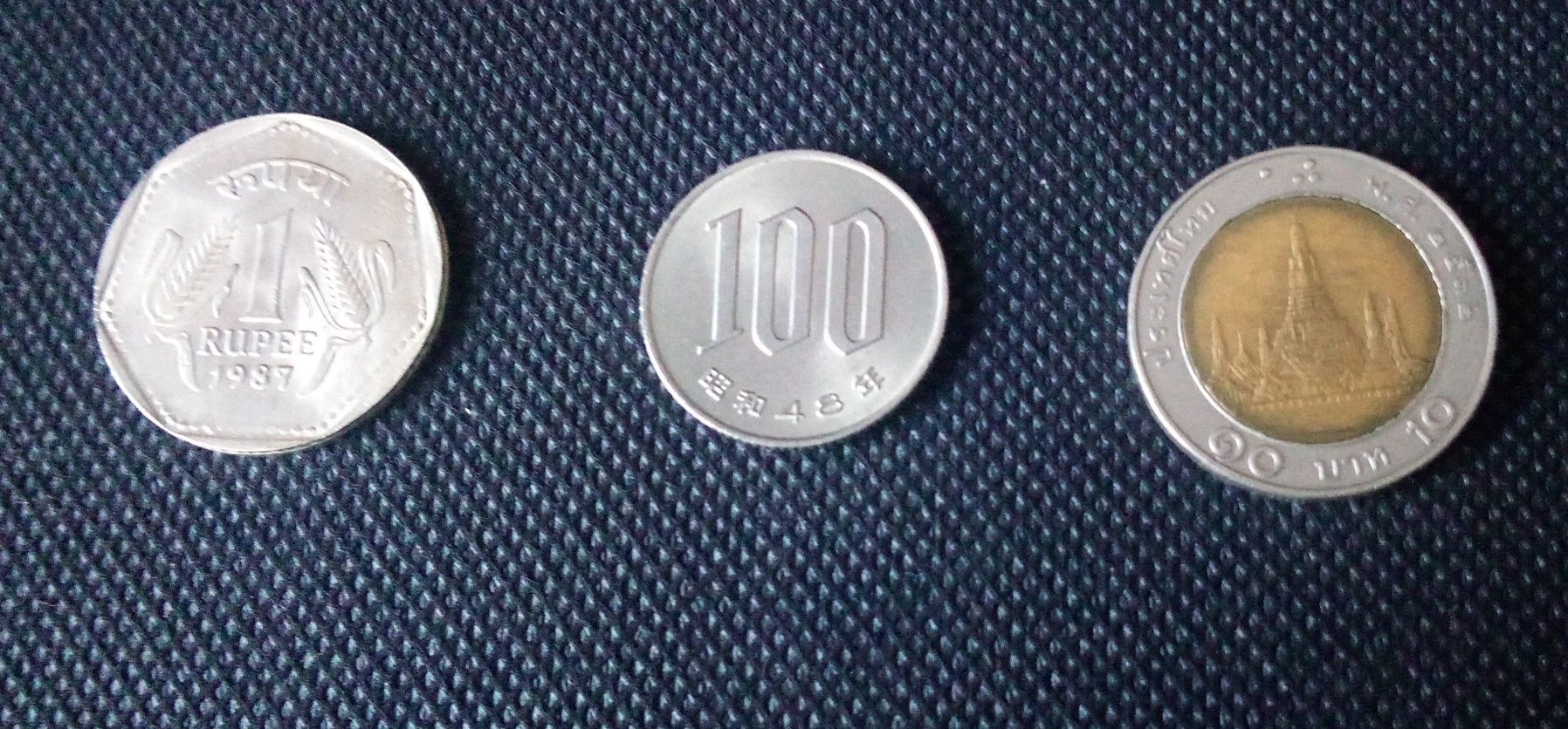Monety: Japonia, Tajlandia, Indie