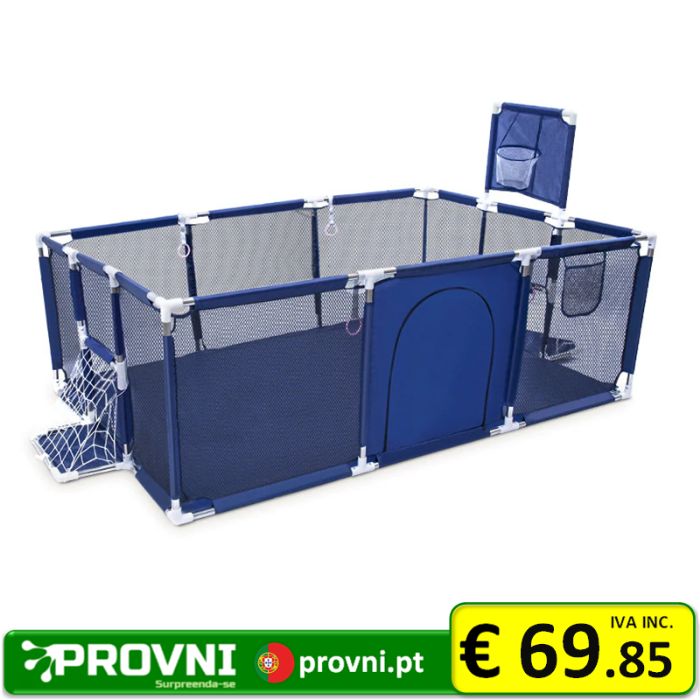 Parque Infantil Azul – Rectangular / 190x129cm / Cesto – PROPREMIUM