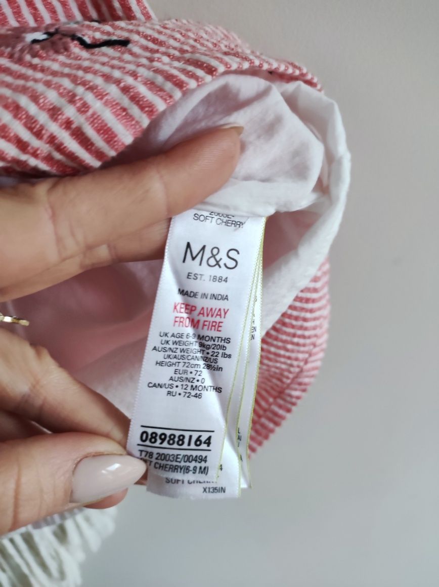 Letnia sukienka w paski M&S 74 6-9 miesięcy łódki kaczuszki
