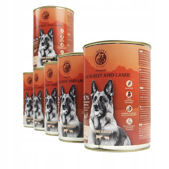 Karma Mokra Dla Psa Rocky Wołowina Z Jagnięciną 12 X 400G, Bezzbożowa
