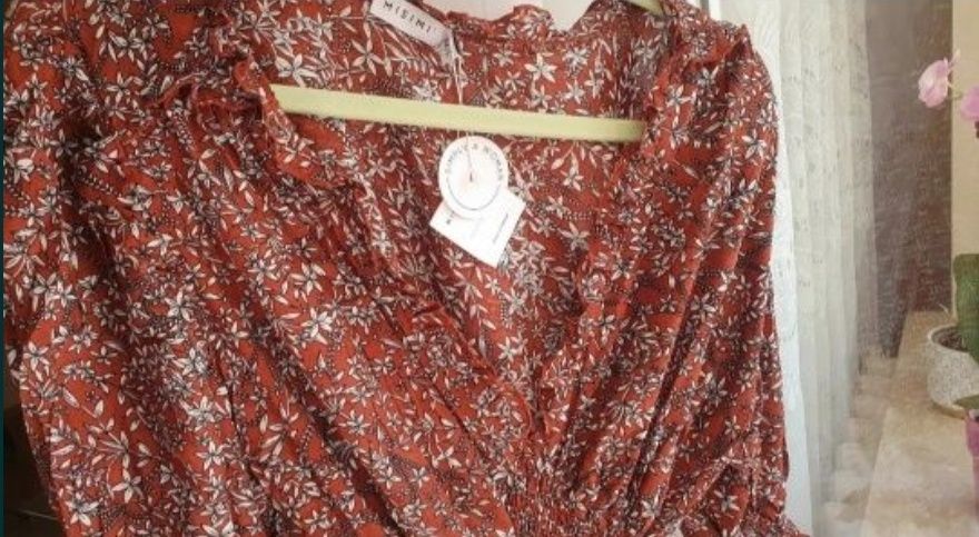 Ida red smoked sukienka misimi ciążowa I do karmienia V dekolt