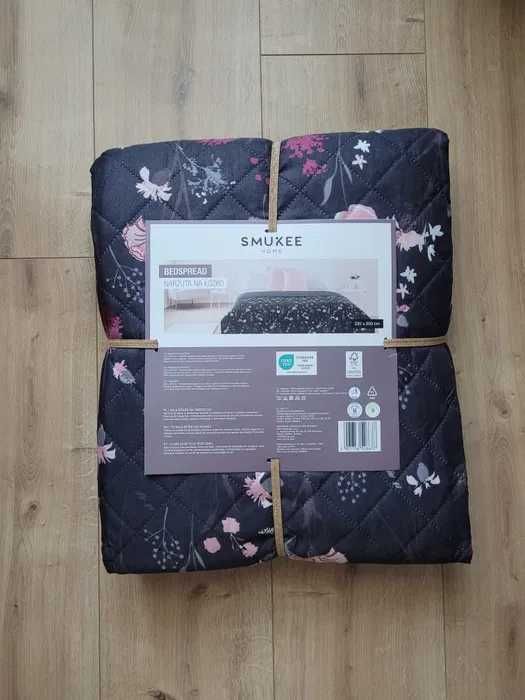 NOWA narzuta na łóżko Smukee Home 220x200cm szara w kwiaty