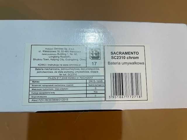 Bateria Sacramento chrom umywalkowa-WYPRZEDAŻ EKSPOZYCJI