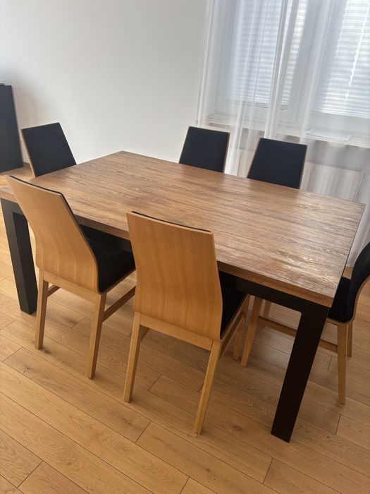 Drewniany stół z krzeslami 160/220x100