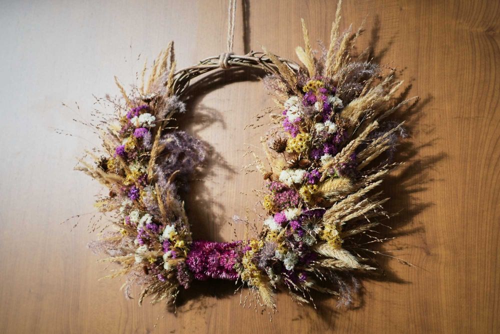 Wianek/wieniec, dekoracja jesienna/letnia z suszonych kwiatów
