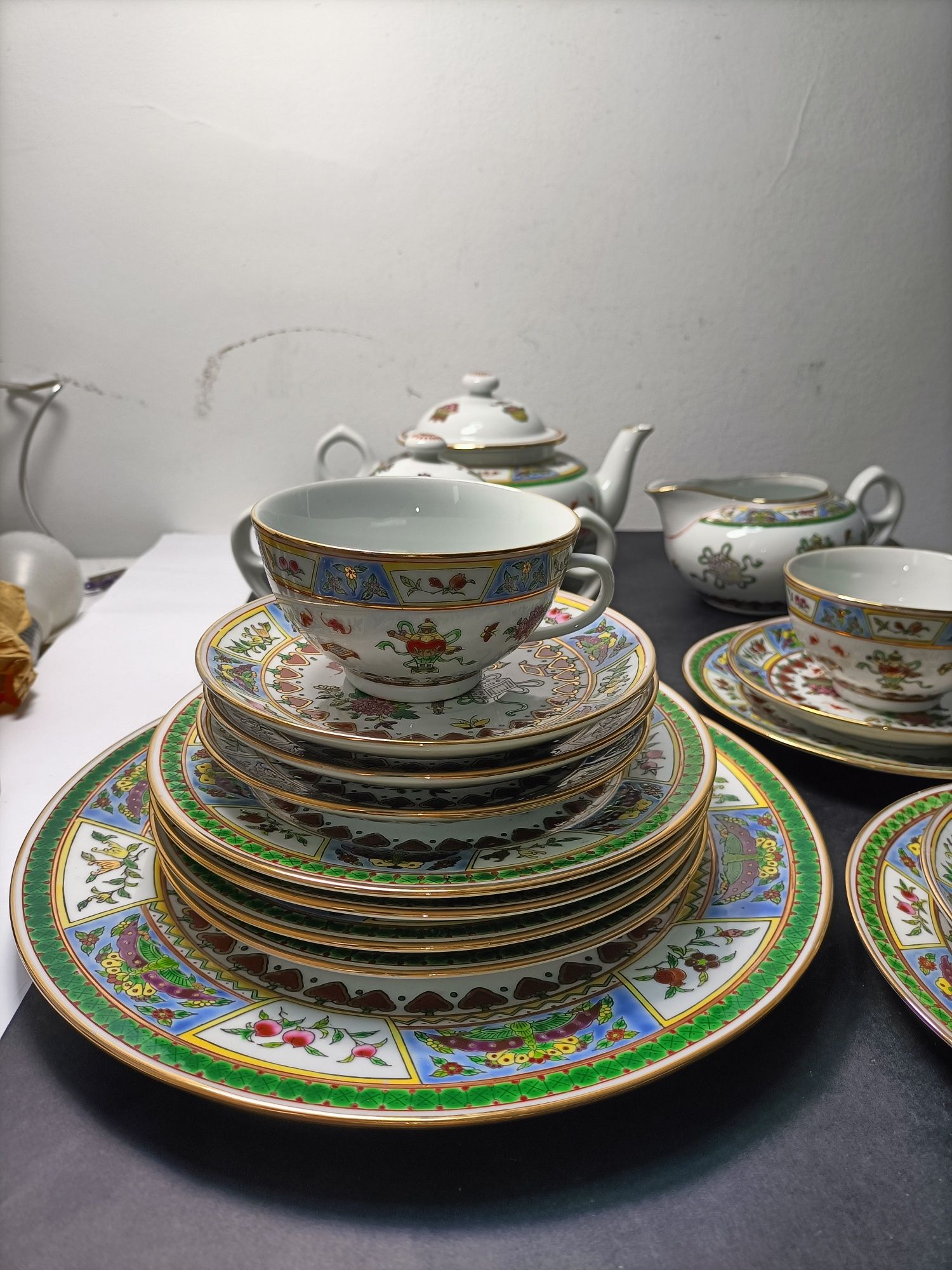 Porcelana chińska zestaw śniadaniowy herbaciany PRL