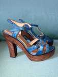 Skórzane luksusowe niebieskie buty sandały Kurt Geiger 38
